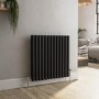 Reggio Midnight Black Horizontal Triple Column Traditional Radiator 600x605mm 2586 BTU - Cast Iron Style