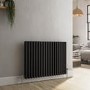 Reggio Midnight Black Horizontal Triple Column Traditional Radiator 600x830mm 3581 BTU - Cast Iron Style