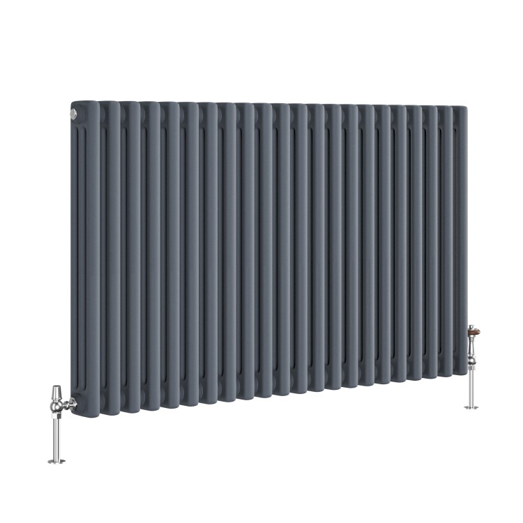 Reggio Anthracite Horizontal Triple Column Traditional Radiator 600x1010mm 4377 BTU - Cast Iron Style