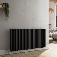 Reggio Midnight Black Horizontal Triple Column Traditional Radiator 600x1190mm 5173 BTU - Cast Iron Style