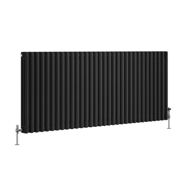 Reggio Midnight Black Horizontal Triple Column Traditional Radiator 600x1460mm 6367 BTU - Cast Iron Style