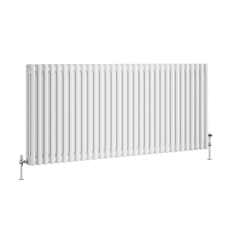 Reggio White Horizontal Triple Column Traditional Radiator 600x1460mm 6367 BTU - Cast Iron Style