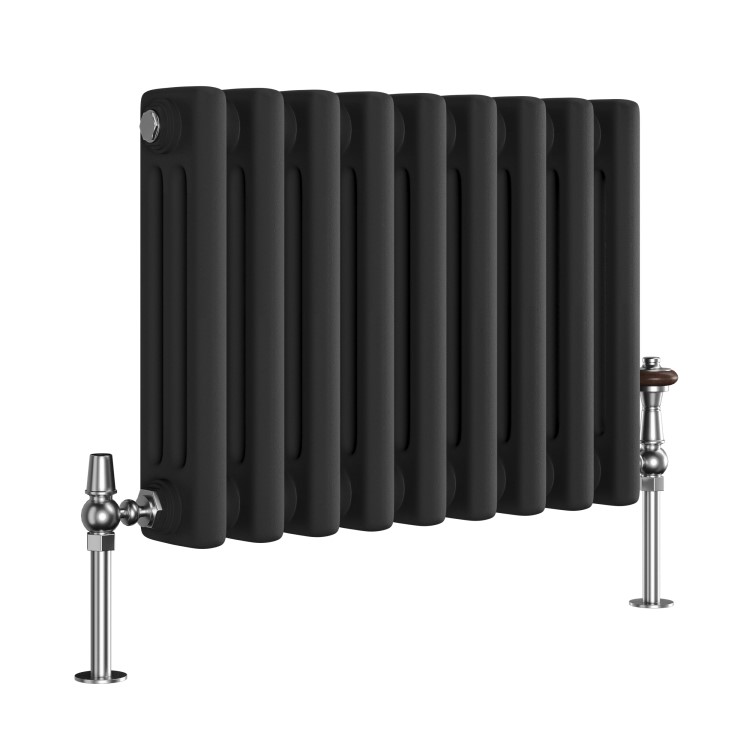 Reggio Midnight Black Horizontal Triple Column Traditional Radiator 300x425mm 928 BTU - Cast Iron Style