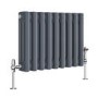 Reggio Anthracite Horizontal Triple Column Traditional Radiator 300x425mm 928 BTU - Cast Iron Style