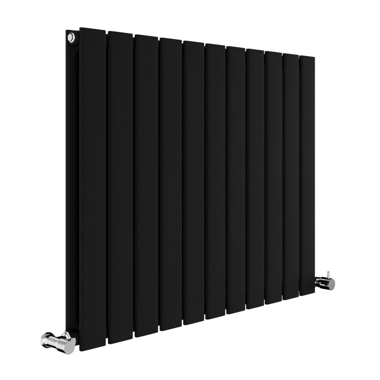 Riace Midnight Black Horizontal Flat Designer Radiator 600x748mm Double Panel 2827 BTU