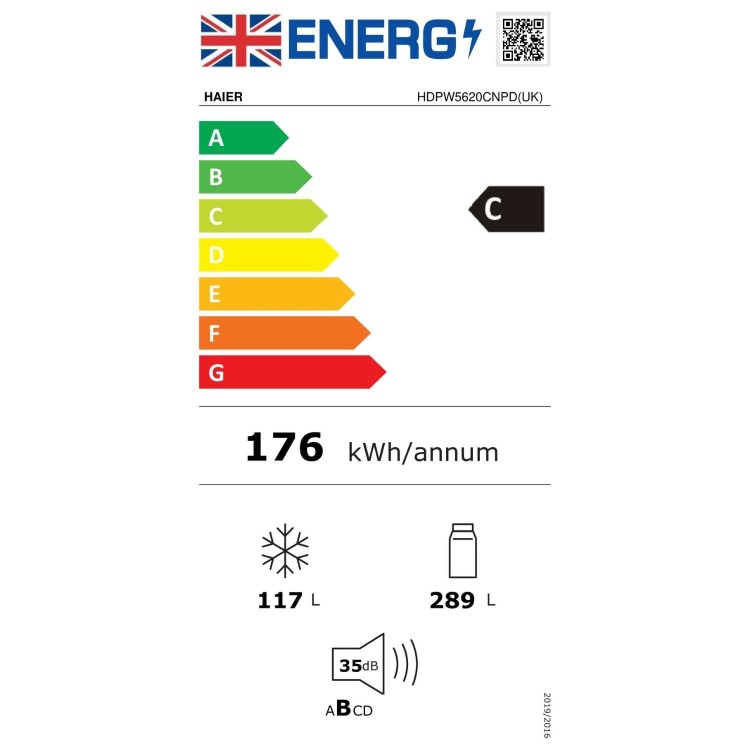 Refurbished Haier Series 5 Pro HDPW5620CNPD Freestanding 406 Litre 70/30 Frost Free Fridge Freezer Stainless Steel