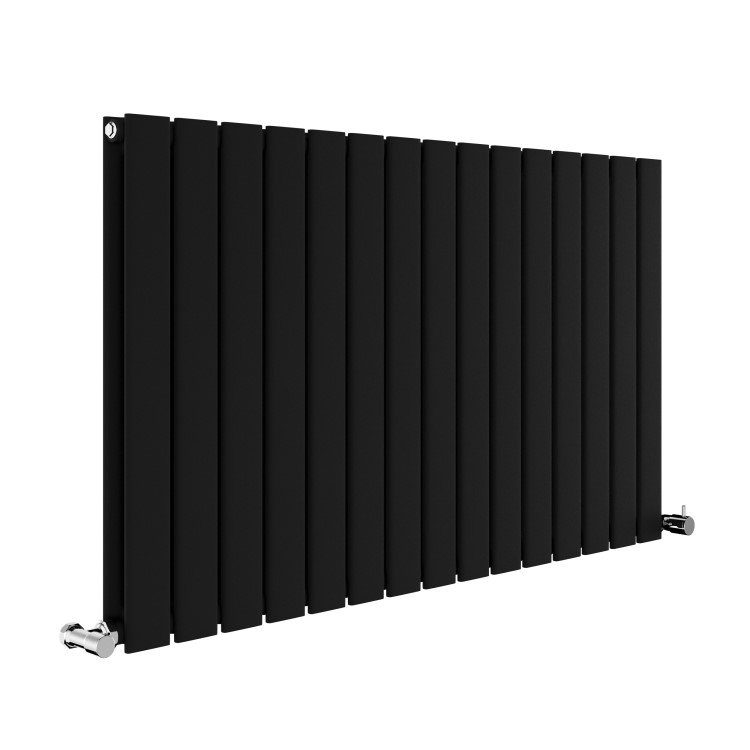 Riace Midnight Black Horizontal Flat Designer Radiator 600x1020mm Double Panel 3856 BTU