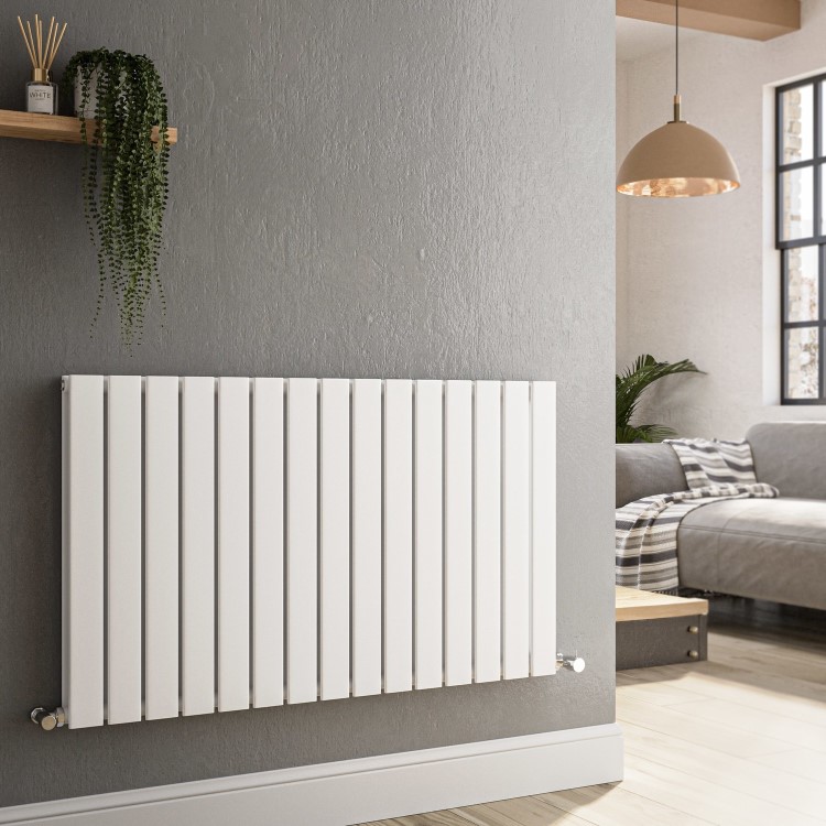 Riace White Horizontal Flat Designer Radiator 600x1020mm Double Panel 3856 BTU