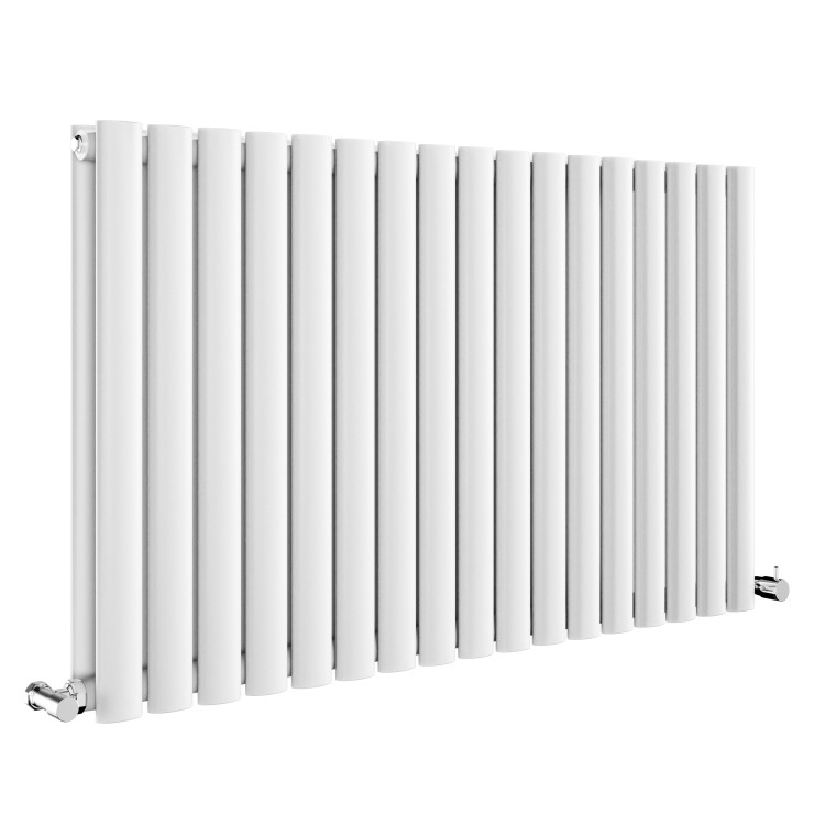 Sorrento White Horizontal Oval Designer Radiator 600x1003mm Double Panel 4079 BTU