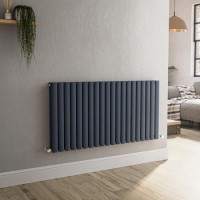 Sorrento Anthracite Horizontal Oval Designer Radiator 600x1180mm Double Panel 4798 BTU