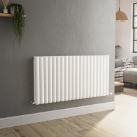 Sorrento White Horizontal Oval Designer Radiator 600x1180mm Double Panel 4798 BTU