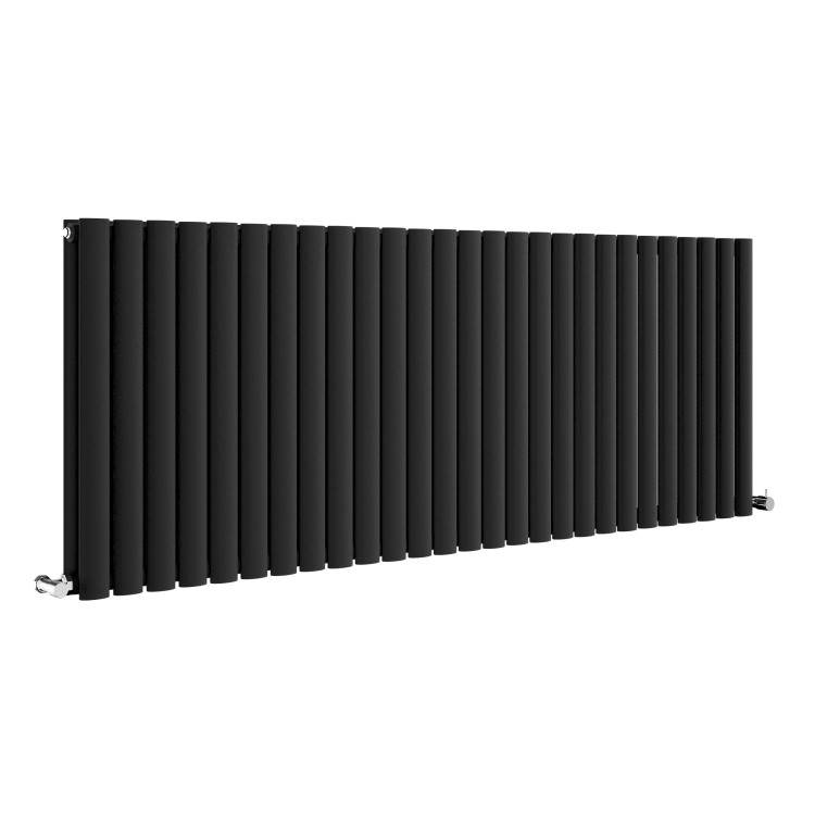 Sorrento Midnight Black Horizontal Oval Designer Radiator 600x1593mm Double Panel 6478 BTU