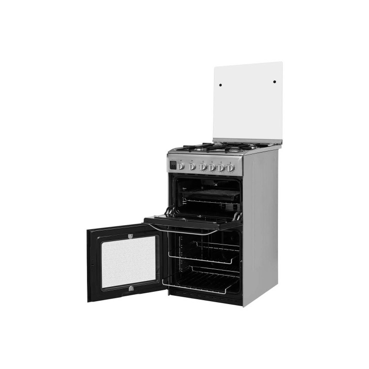 Refurbished Hotpoint HD5G00CCX 50cm Double Cavity Gas Cooker with Lid