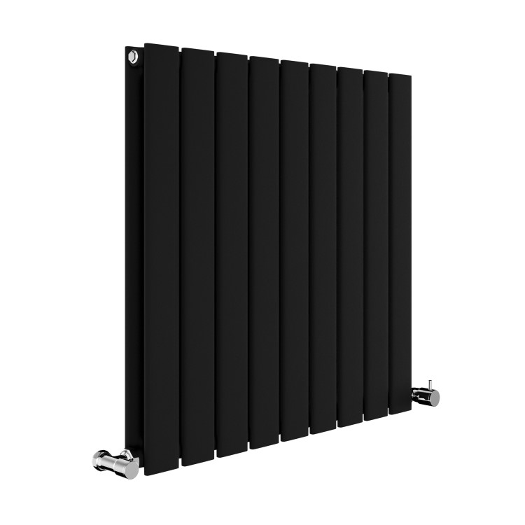 Riace Midnight Black Horizontal Flat Designer Radiator 600x612mm Double Panel 2313 BTU