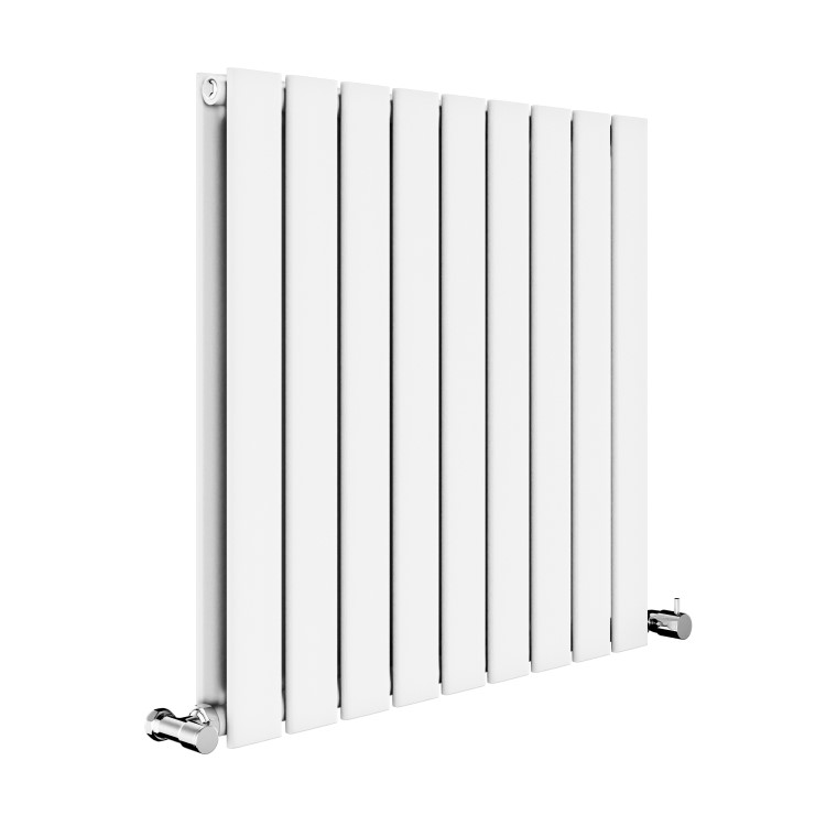 Riace White Horizontal Flat Designer Radiator 600x612mm Double Panel 2313 BTU