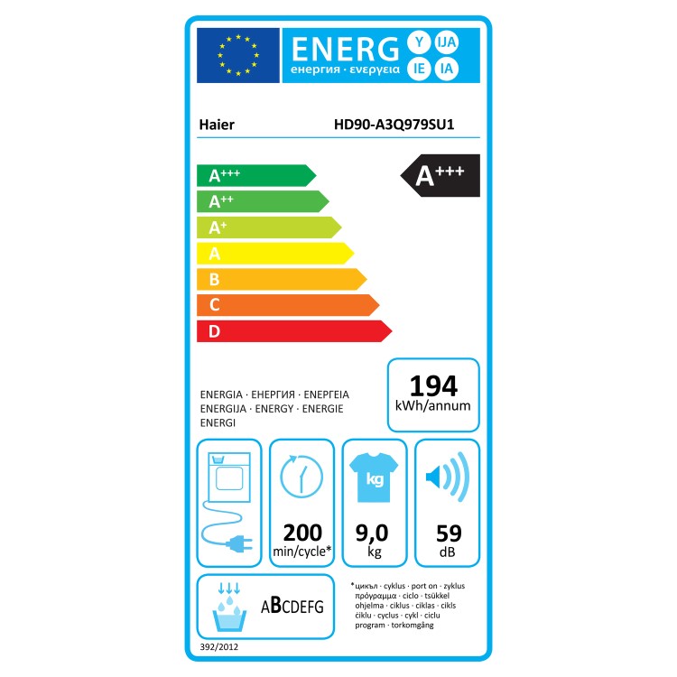 Haier 979  iPro Series 7 9kg Heat Pump Tumble Dryer - Graphite 