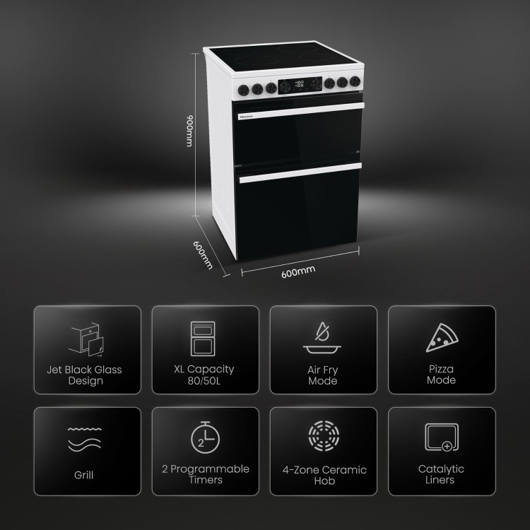 Hisense 60cm Electric Cooker - White