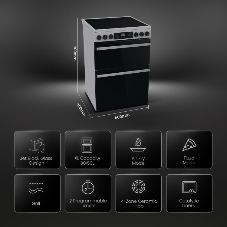 Hisense 60cm Electric Cooker - Stainless Steel