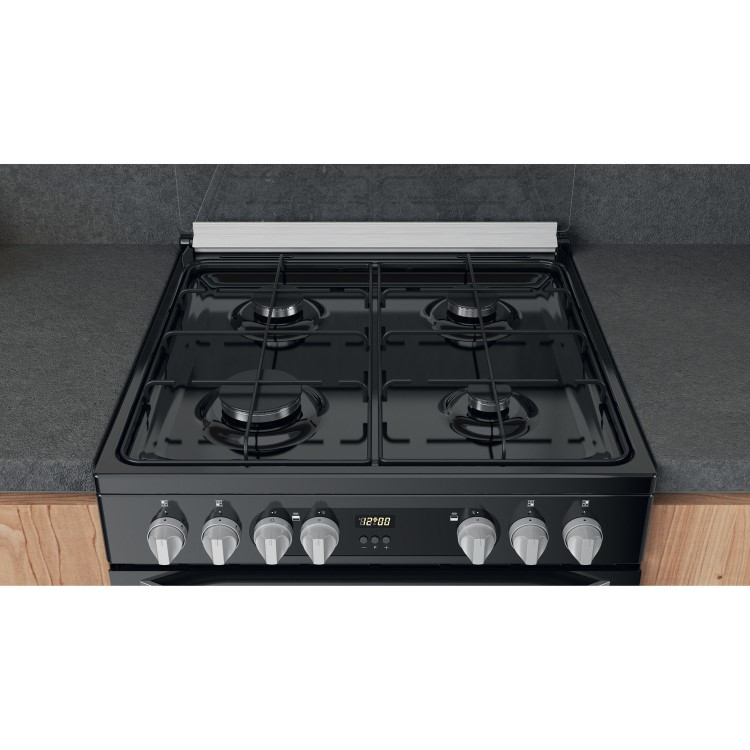 Hotpoint 60cm Dual Fuel Cooker - Black