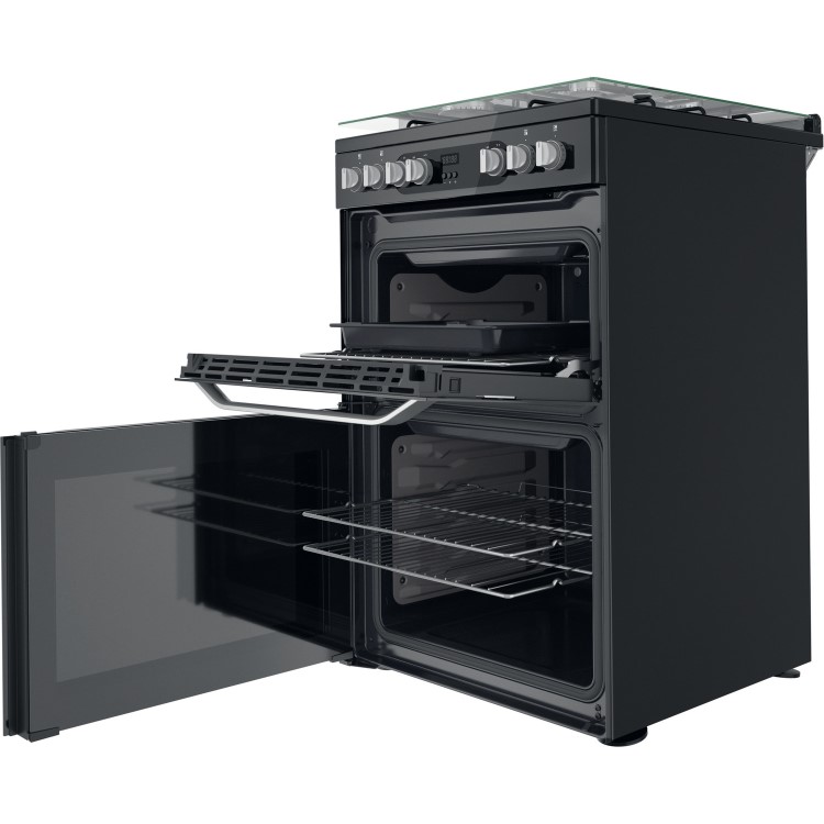 Hotpoint 60cm Dual Fuel Cooker - Black