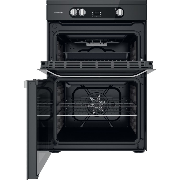 Refurbished Hotpoint HDM67I9H2CB 60cm Double Oven Induction Electric Cooker Black