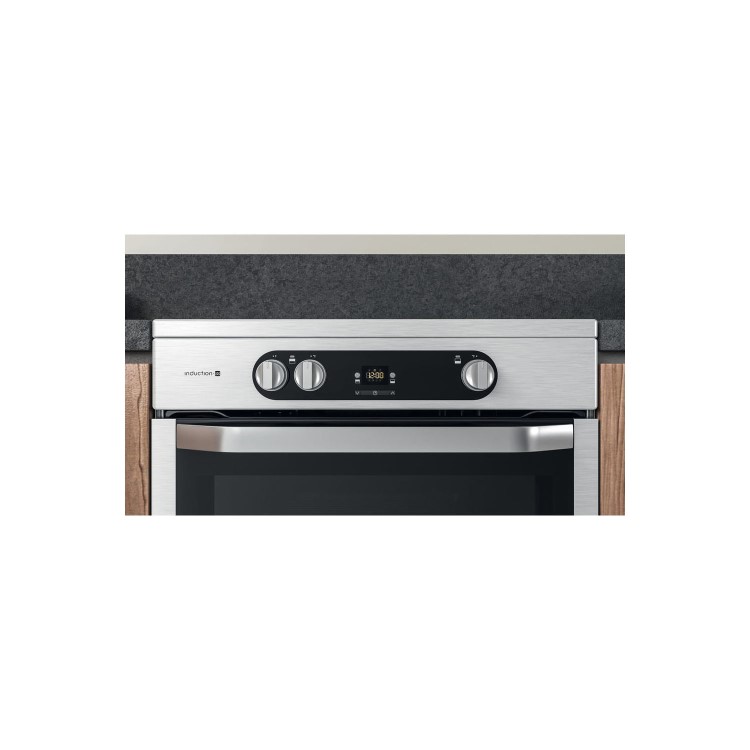 Refurbished Hotpoint HDM67I9H2CX 60cm Double Oven Induction Electric Cooker Stainless Steel