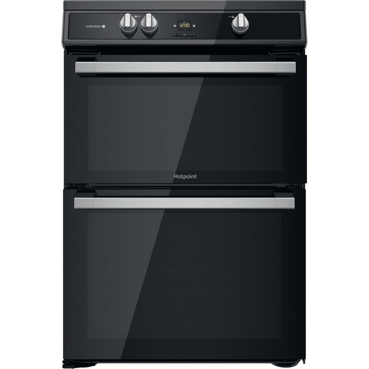 Refurbished Hotpoint HDT67I9HM2C 60cm Double Oven Induction Hob Electric Cooker Black