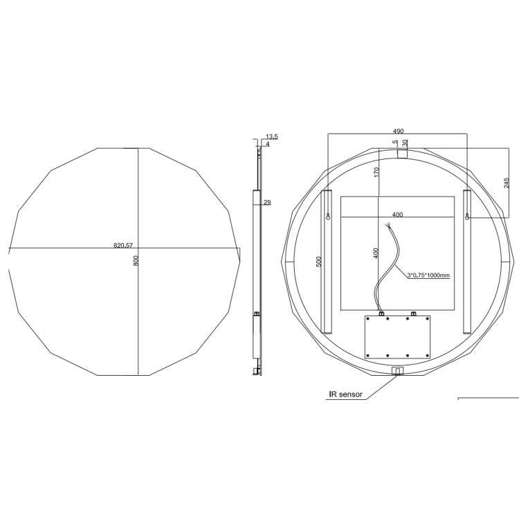 Hexagon Backlit Heated Bathroom Mirror with Lights 800mm – Hexa