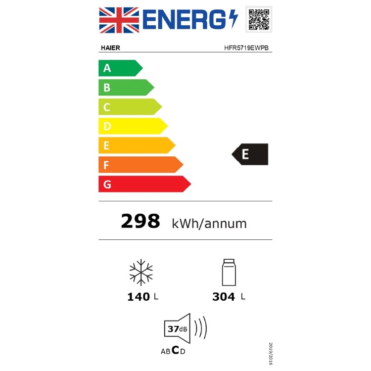 Refurbished Haier FD 70 Series 5 HFR5719EWPB 444 Litre Frost Free American Fridge Freezer Black