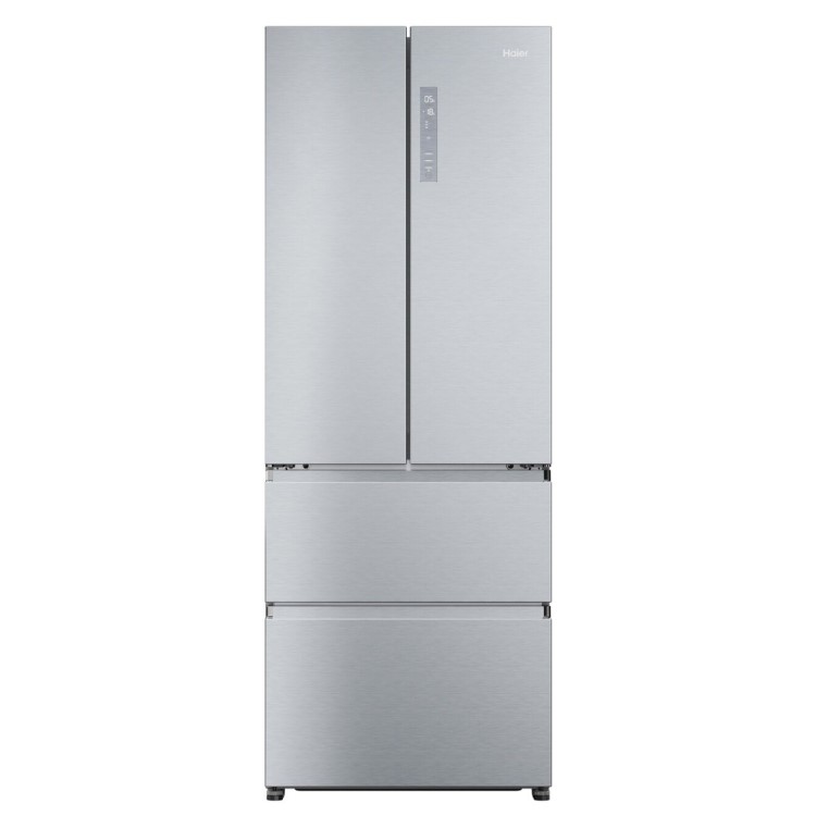 Haier FD 70 Series 5 444 Litre French Style American Fridge Freezer - Platinum Inox