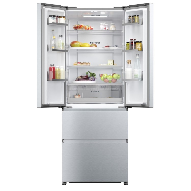 Haier FD 70 Series 5 444 Litre French Style American Fridge Freezer - Platinum Inox