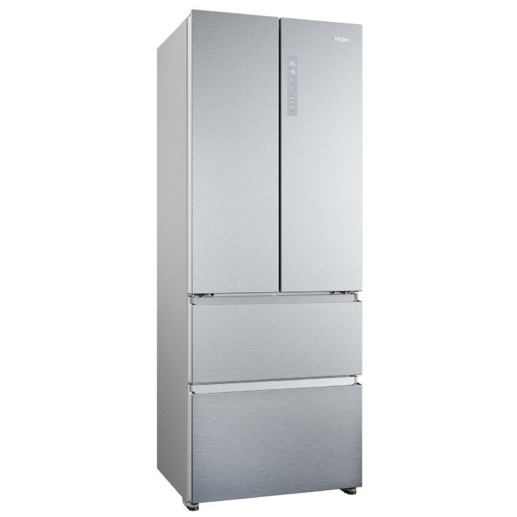 Haier FD 70 Series 5 444 Litre French Style American Fridge Freezer - Platinum Inox