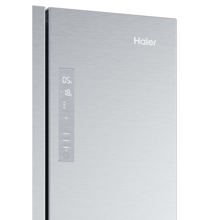 Haier FD 70 Series 5 444 Litre French Style American Fridge Freezer - Platinum Inox