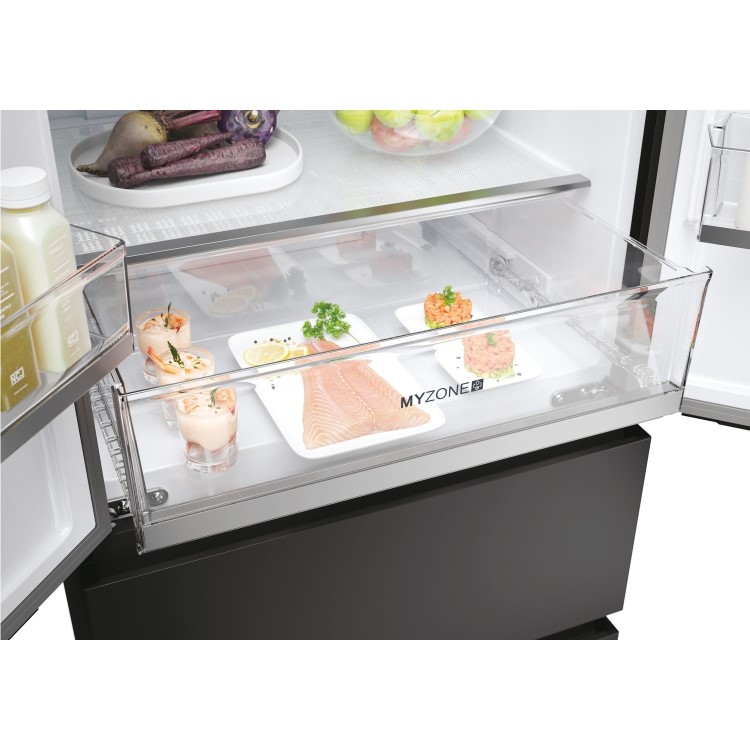 Haier FD 70 Series 5 444 Litre French Style American Fridge Freezer - Black