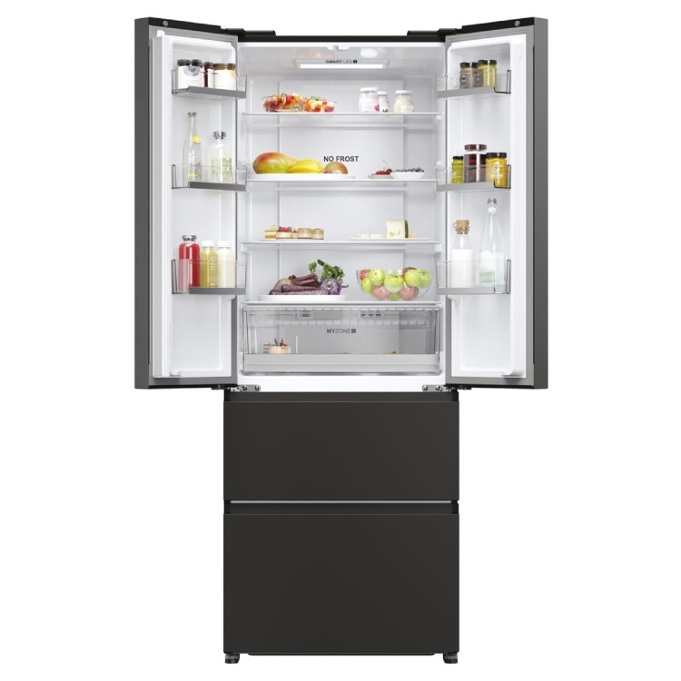 Haier FD 70 Series 5 444 Litre French Style American Fridge Freezer - Black