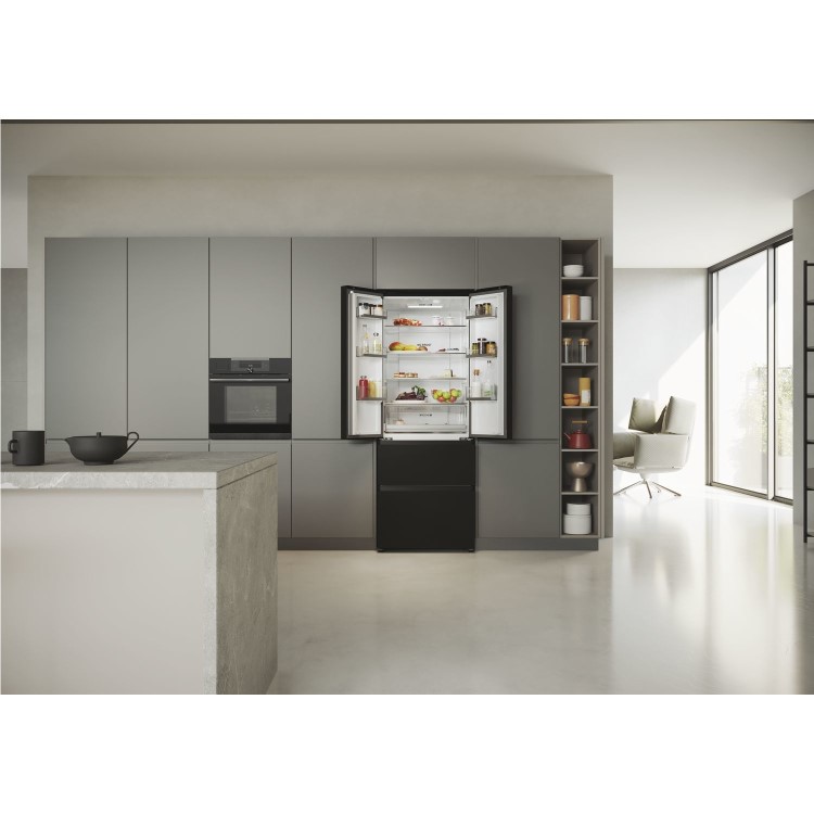 Haier FD 70 Series 5 444 Litre French Style American Fridge Freezer - Black