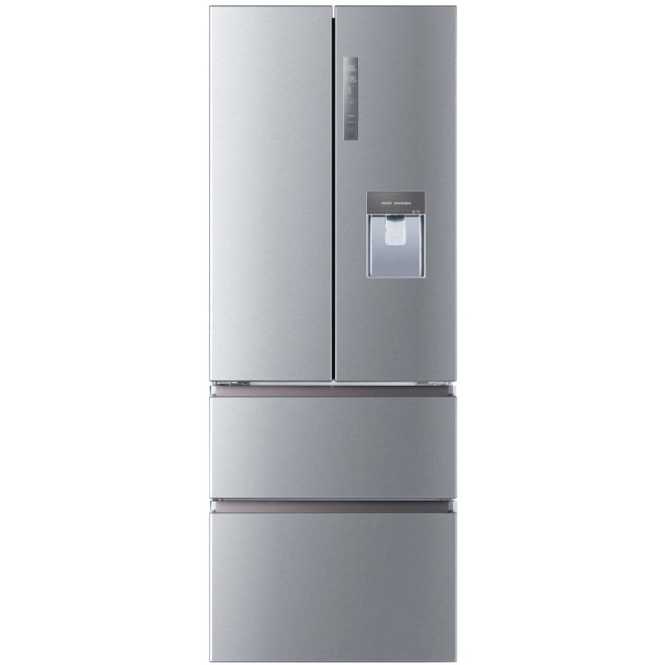 Haier 444 Litre French Style American Fridge Freezer - Platinum Inox