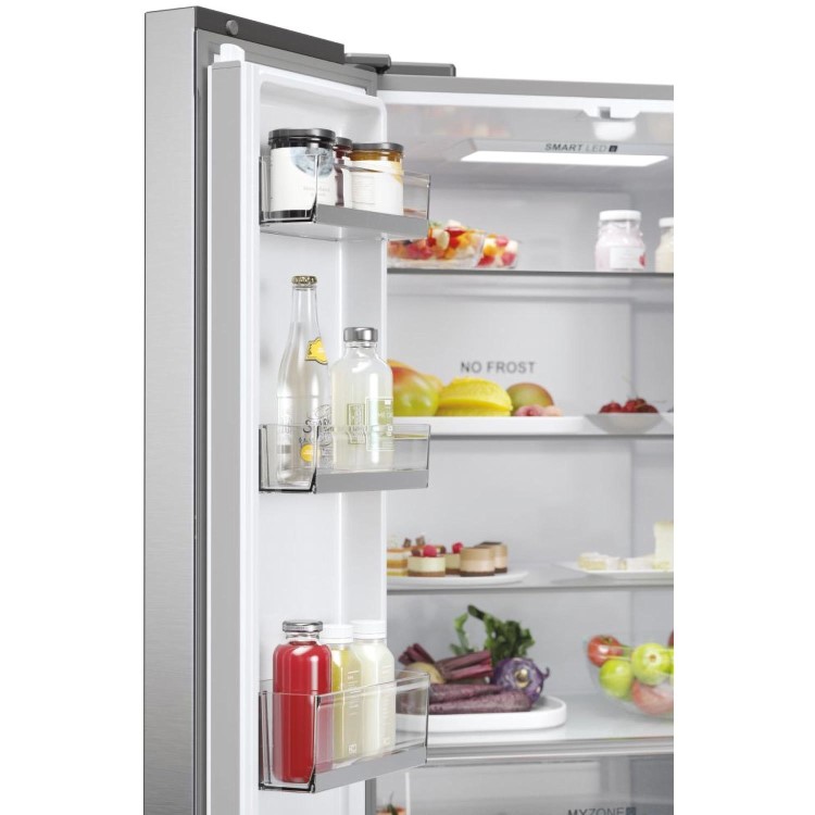 Haier 444 Litre French Style American Fridge Freezer - Platinum Inox