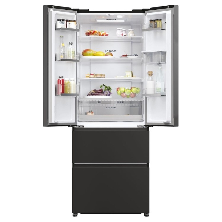 Haier FD 70 Series 5 444 Litre French Style American Fridge Freezer - Black