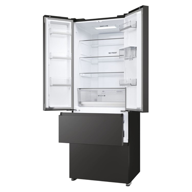 Haier FD 70 Series 5 444 Litre French Style American Fridge Freezer - Black