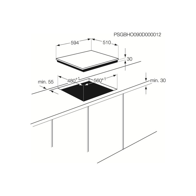 AEG HG654320NM 60cm Four Burner Gas Hob - Stainless Steel