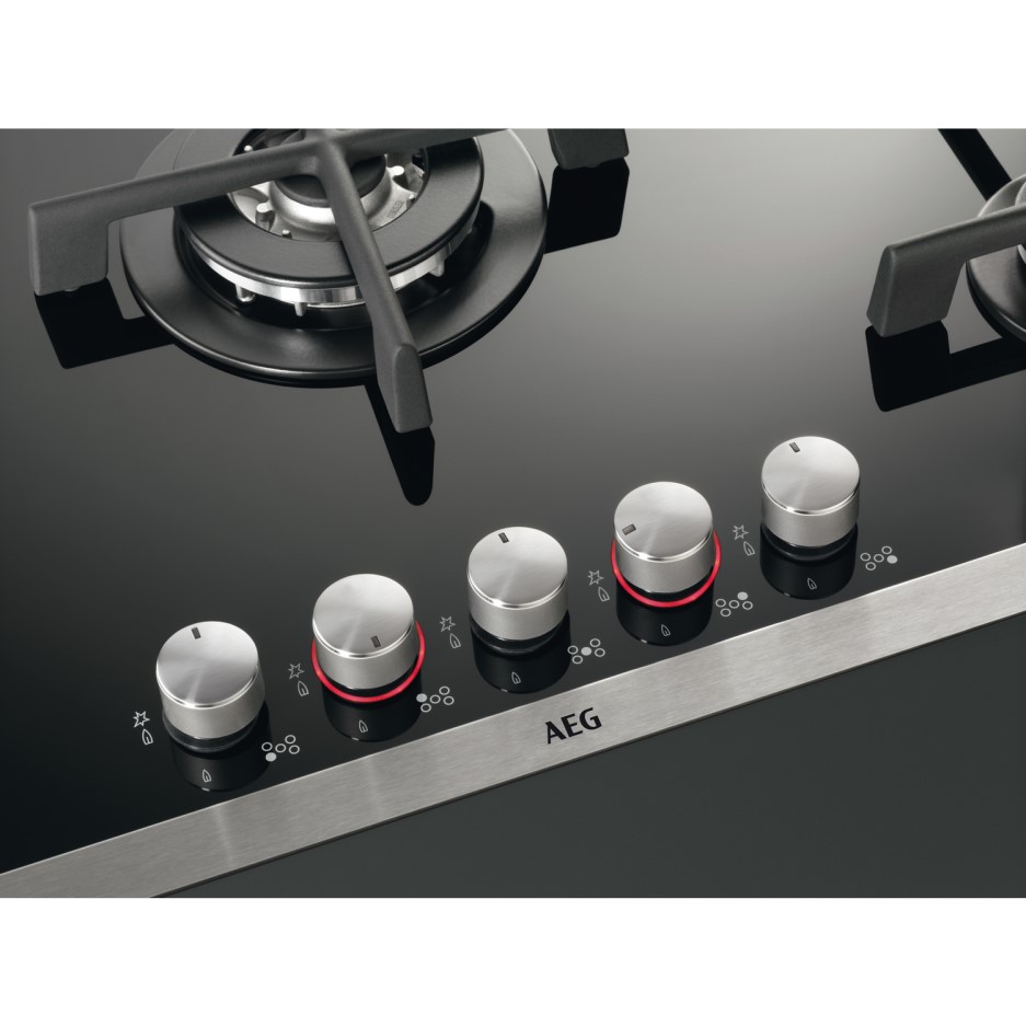 AEG HG694340XB 58cm Four Burner Gas-on-glass Hob With Stainless Steel