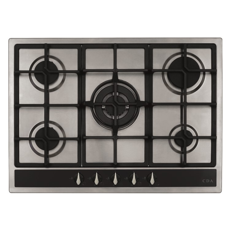 CDA 70cm 5 burner Gas Hob with Wok Burner - Stainless Steel