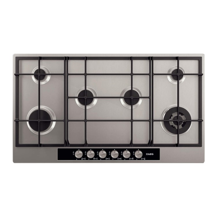 Refurbished AEG HG956440SM Extra Wide 90cm 6 Burner Gas Hob Stainless Steel