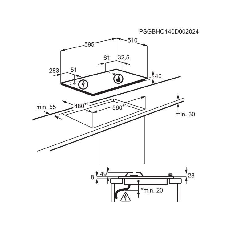 AEG 6000 Series 60cm 4 Burner Gas Hob - Stainless Steel