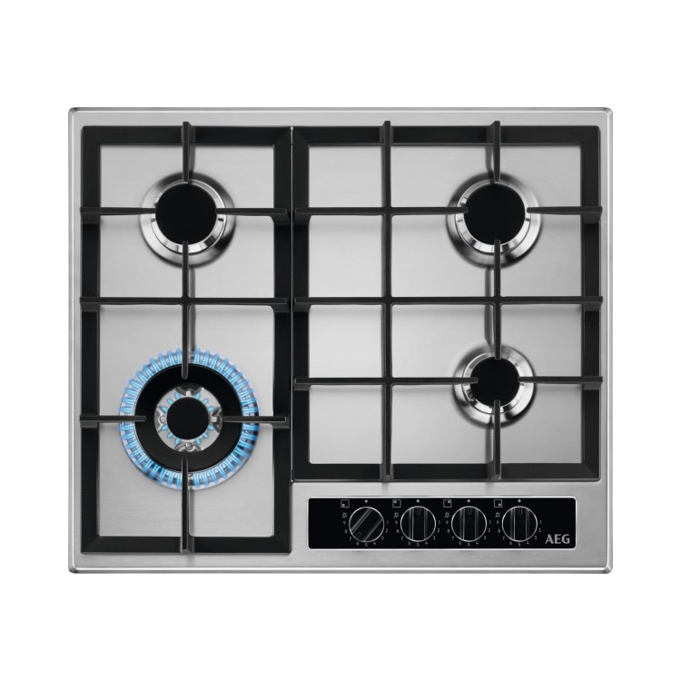 AEG 6000 Series 60cm 4 Burner Gas Hob with Wok Burner - Stainless Steel