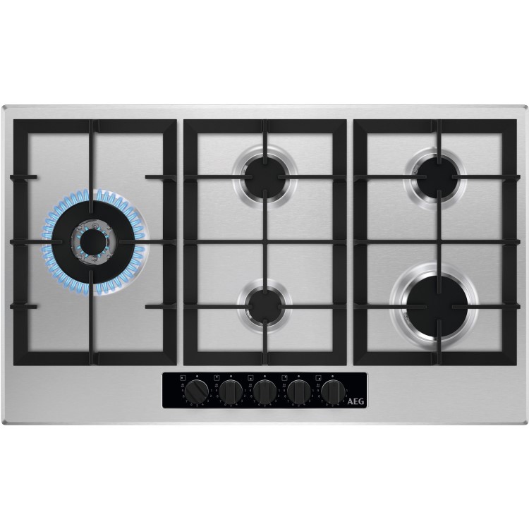 Refurbished AEG HGB95522YM 86cm 5 Burner Gas Hob Stainless Steel