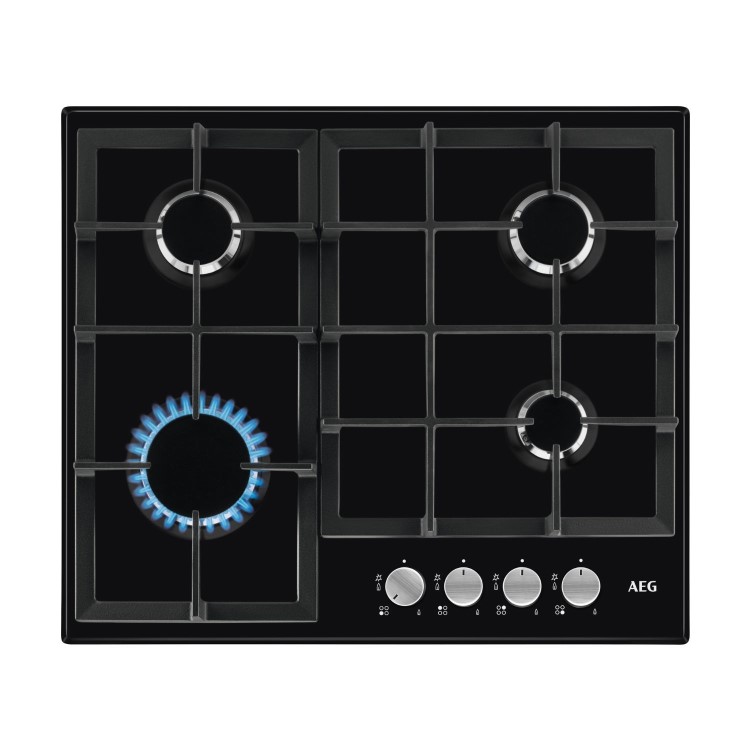 Refurbished AEG 3000 Series HGX64200SB 60cm 4 Burner Gas Hob Black