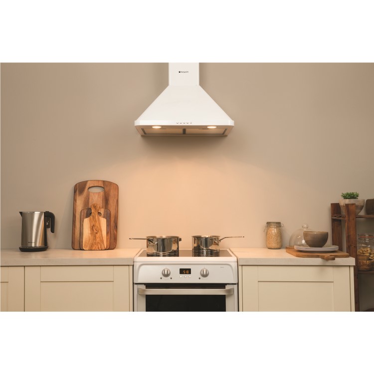 Hotpoint HHP65CMWH Classic 60cm Chimney Cooker Hood White