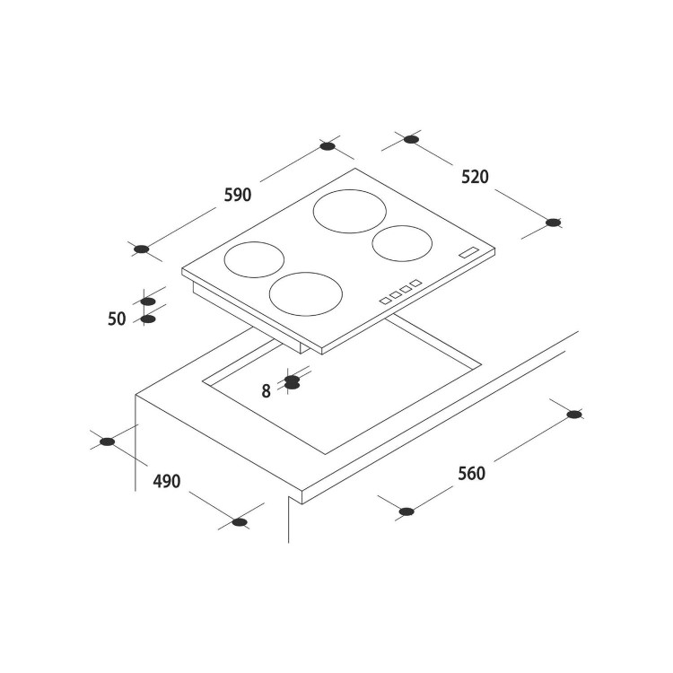 Hoover 60cm 4 Zone Ceramic Hob